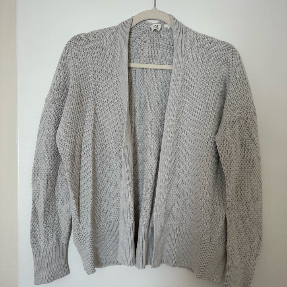 GAP Gray Cardigan Sweater Open-Front Knit